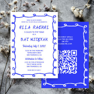 Invitation Bat mitzvah de la barre QR personnalisée avec bouc