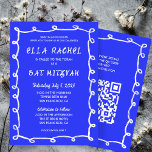 Invitation Bat mitzvah de la barre QR personnalisée avec bouc<br><div class="desc">Carte parfaite pour annoncer un bat mitzvah, bar mitzvah ou une autre célébration juive ! Un cadre de bracelets compliqué pour vous sur le côté avant ! ENTIÈREMENT PERSONNALISABLE ! Cliquez sur "Personnaliser" ci-dessus pour modifier le texte et ajouter votre lien au code QR. Cliquez sur "modifier à l'aide de...</div>