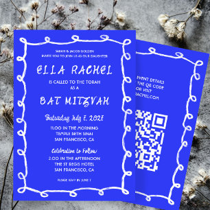 Invitation Bat mitzvah de la barre QR personnalisée avec bouc
