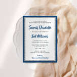Invitation Bat mitzvah de la Glitterie Marine Bleu & Rectangl<br><div class="desc">Cette invitation Bat mitzvah branchée présente une parties scintillant scintillante superposée à un arrière - plan de couleur solide. Utilisez le formulaire modèle pour ajouter vos propres informations. L'outil de conception peut être utilisé pour modifier le style de police,  la couleur et la disposition.</div>
