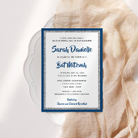 Bat mitzvah de la Glitterie Marine Bleu & Rectangl