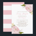 Invitation Bat mitzvah de l'Aquarelle Pink Peonies<br><div class="desc">Célébrez avec cette invitation bat mitzvah élégante et féminine. Cette invitation à la bat mitzvah fleurie présente des pivoines roses moelleuses à l'aquarelle.</div>