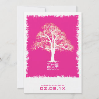 Invitation Bat mitzvah de l'arbre de vie en rose