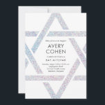Invitation Bat mitzvah de Parties scintillant Holographique S<br><div class="desc">Modern Star Holographic Parties scintillant Bat mitzvah Invitation dispose d'une étoile de David unique et moderne résumé autour de vos détails de l'événement.</div>