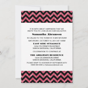 Invitation Bat mitzvah de Parties scintillant Pink