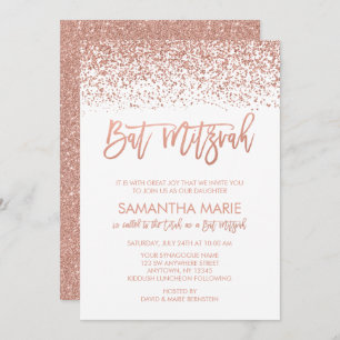Invitation Bat mitzvah de Parties scintillant Rose moderne Go