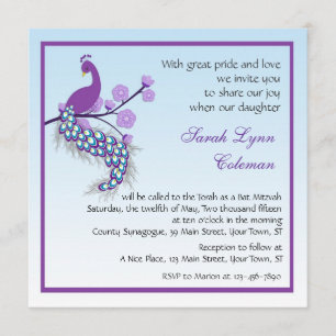 Invitation Bat mitzvah de Peacock