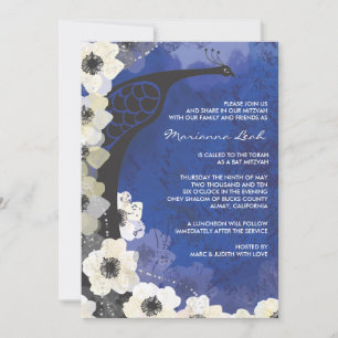 Invitation Bat mitzvah de Peacock & Anemone Flower