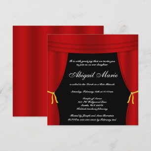 Invitation Bat mitzvah de rideau rouge Hollywood