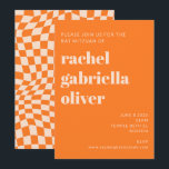 Invitation Bat mitzvah de tableau de bord Abstrait rétro oran<br><div class="desc">Retro Orange Abstrait Checkerboard Bat ou Bar Mitzvah Invitation avec RSVP inclus</div>