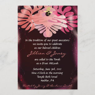 Invitation Bat mitzvah de Twins Dove of Peace B'na