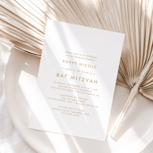 Invitation Bat mitzvah de typographie or chic