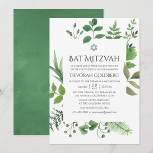 Invitation Bat mitzvah de verdure forestière