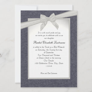 Invitation Bat mitzvah Denim et Bows