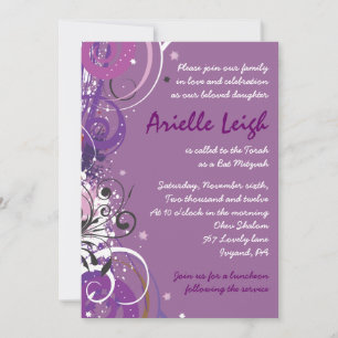 Invitation Bat mitzvah des étoiles de Hot Violet