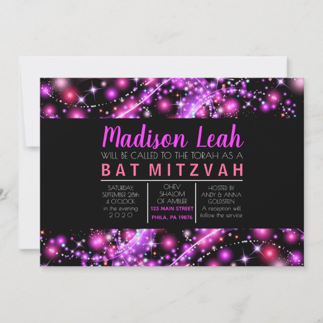 Invitation Bat mitzvah des ÉTOILES DE PINK (Devant)