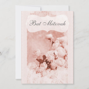 Invitation Bat mitzvah des fleurs de pivoines roses de Shabby