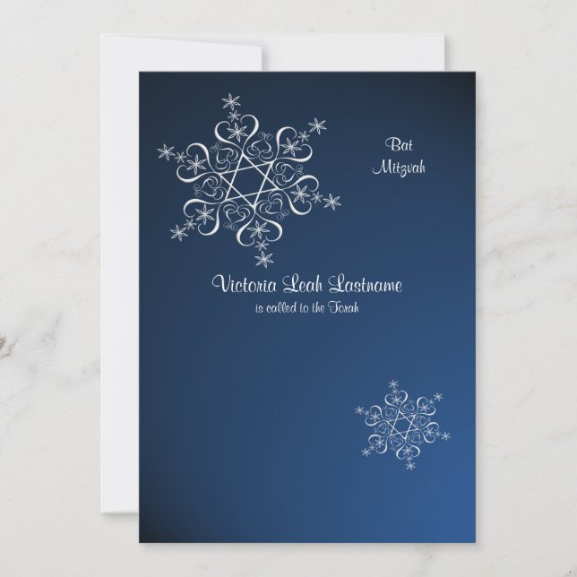 Invitation Bat mitzvah d'hiver Blue (Devant)