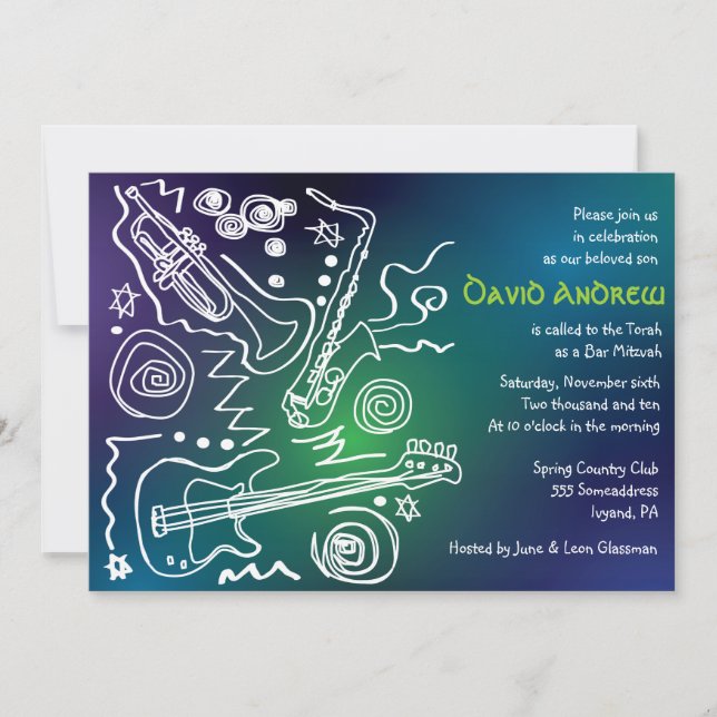 Invitation Bat mitzvah du bar musical Jazzy (Devant)