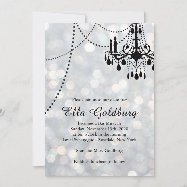 Invitation Bat mitzvah du lustre parkly (Devant)