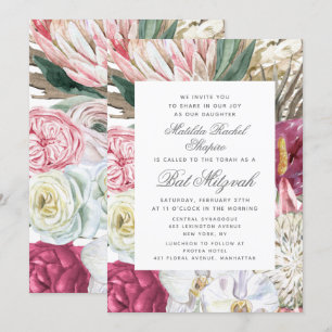 Invitation Bat mitzvah Elégant aquarelle Floral