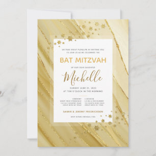 Invitation Bat mitzvah Elegant Gold Parties scintillant Invit