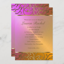 Bat mitzvah Elegant Orange Rose Gold Filigree