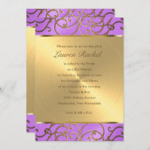 Bat mitzvah Elegant Orchidée Purple Gold Filigree