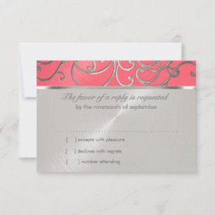 Invitation Bat mitzvah élégant rose et argent Filigree