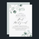 Invitation Bat mitzvah Feuille Boho Dusty Blue Eucalyptus<br><div class="desc">Invitation bat mitzvah verdoyante avec aquarelle bleu eucalyptus feuilles avec un script fantaisiste. Personnalisez en ajoutant vos propres détails. Cette invitation à l'eucalyptus est parfaite pour tous les thèmes et toutes les saisons bat mitzvah.</div>