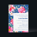 Invitation Bat mitzvah floral chic rose chaud<br><div class="desc">Chic rose chaud et Cobalt bleu Aquarelle Floral Bat mitzvah Invitation</div>