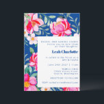 Invitation Bat mitzvah floral chic rose chaud<br><div class="desc">Chic rose chaud et Cobalt bleu Aquarelle Floral Bat mitzvah Invitation</div>