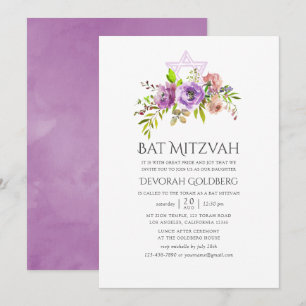 Invitation Bat mitzvah floral de printemps