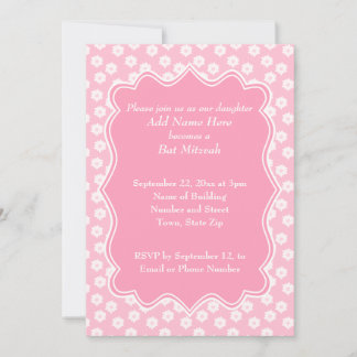 Invitation Bat mitzvah floral rose