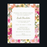 Invitation Bat mitzvah floral rose budget<br><div class="desc">Budget tendance Peach rose jaune Aquarelle Floral Bat mitzvah Invitation</div>