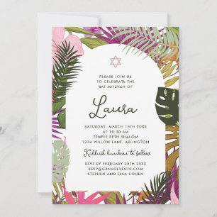 Invitation Bat Mitzvah Floral Tropical