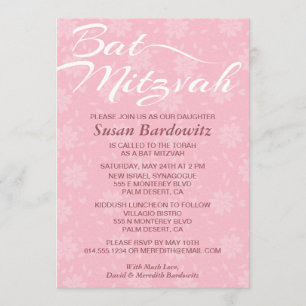 Invitation Bat mitzvah florale élégante
