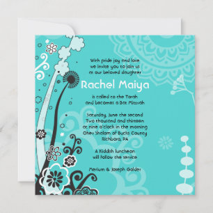 Invitation Bat mitzvah FLORALE GRAVE ET BEAUCOUP