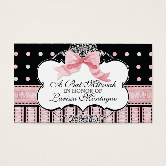 Invitation bat mitzvah - French Bow Dot Swirl (Devant)