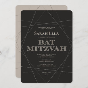 Invitation Bat mitzvah Geo Modern Argent