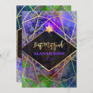 Invitation Bat mitzvah géométrique Abstrait Galaxy PixDezines