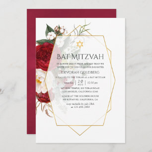Invitation Bat mitzvah géométrique de la Bourgogne et de la F
