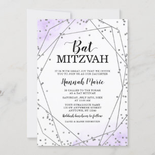 Invitation Bat mitzvah géométrique de Parties scintillant d'a