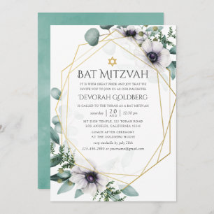 Invitation Bat mitzvah géométrique Eucalyptus
