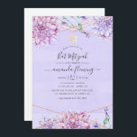 Invitation Bat mitzvah géométrique Lavande et or Floral<br><div class="desc">Pastel lavande et parties scintillant faux or bat mitzvah invitation géométrique  avec accents de bleu et de verdure éthérée.</div>