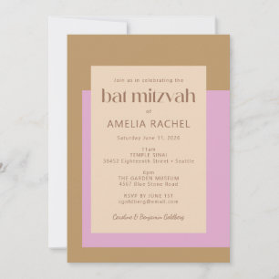 Invitation Bat mitzvah géométrique moderne Lilac Gold Rose