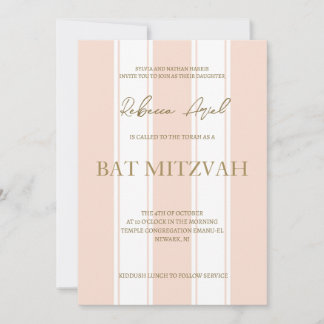 Invitation Bat mitzvah girly de bandes de preppy