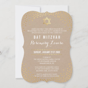 Invitation BAT MITZVAH glamour mini confetti kraft