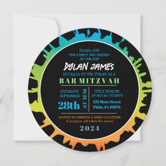 Invitation Bat mitzvah GLOW Aqua Splash Bar