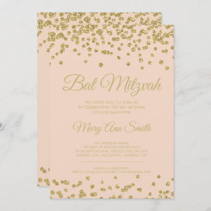 Invitation Bat mitzvah Gold Faux Parties scintillant Confetti